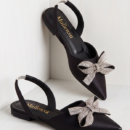 Women's Red Satin Bow Slingback Kitten Heels | Elegant Pointed Toe Pumps - Image 2