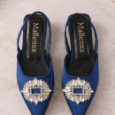 Women's Fuchsia Slingback Kitten Heels | Crystal Buckle Pointed Toe Pumps - Image 3