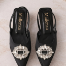 Women's Fuchsia Slingback Kitten Heels | Crystal Buckle Pointed Toe Pumps - Image 4
