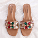 Women's Rhinestone Embellished Flat Slide Sandals - Image 3