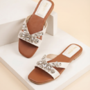 Women's Embroidered Butterfly Flat Slide Sandals | Comfortable Open Toe Slip On Flats - Image 4