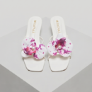 Women's Floral Bow Flat Mule Sandals | Elegant Open Toe Slip On Sandals - Image 2