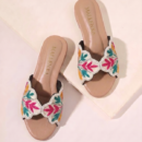 Women's Embroidered Floral Flat Slide Sandals | Stylish Open Toe Slip On Flats - Image 5
