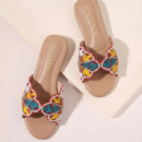 Women's Embroidered Floral Flat Slide Sandals | Stylish Open Toe Slip On Flats - Image 4